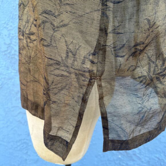 Chicos Blouse Olive green Size M/L bamboo print lagenlook semi sheer - Picture 8 of 10